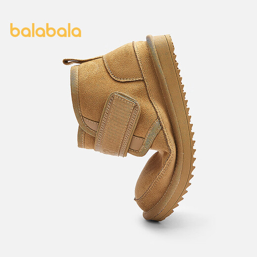 Balabala children's shoes children's snow boots boys and girls short boots thickened and velvet 2025 new winter boots with Velcro