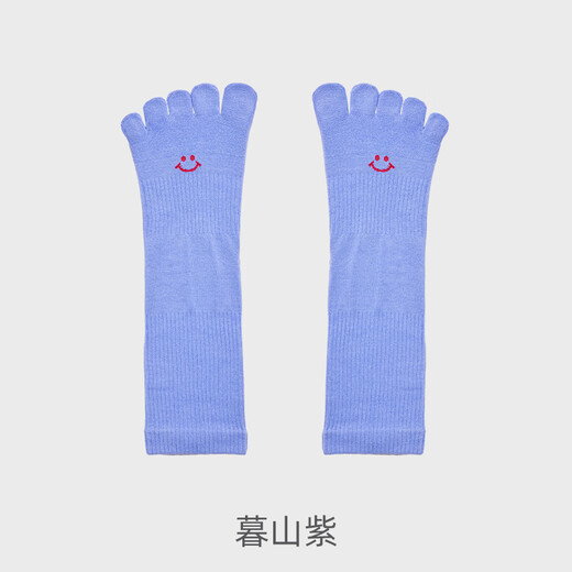 Yottoy yoga socks non-slip professional yoga Pilates five-toe socks for sports and fitness indoor dancing spring and summer split toe socks Smiley yoga socks-Mushan Purple S size (34-36 size) 5A suppression