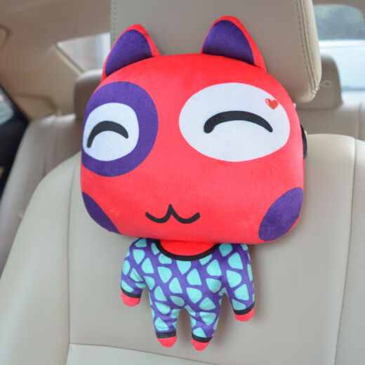 语森忆车载护颈枕座椅汽车头枕车用抱枕腰靠垫装饰靠枕卡通可爱头靠垫女 泳镜兔头枕