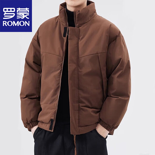 ROMON cotton coat men's winter cotton coat stand collar loose windproof warm thickened jacket cotton coat black 3XL