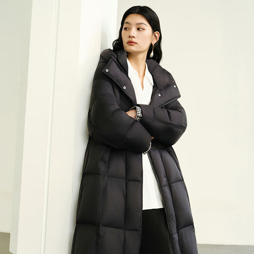 艾莱依【泡芙系列3.0】羽绒服女中长款软糯泡芙拼接式冬保暖外套