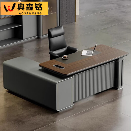 Ao Senming boss desk desk simple modern chairman president desk solid wood painted table and chair combination general manager executive desk 1.8 meters single cabinet boss desk