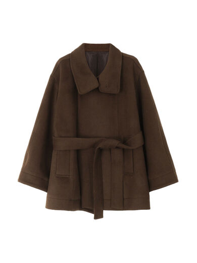 Meishubang Xiaohongshu popular Maillard wear stand-up collar short woolen jacket for women autumn and winter 2025 new style lace-up dark brown version S 4045kgS spot and quick delivery with free shipping insurance