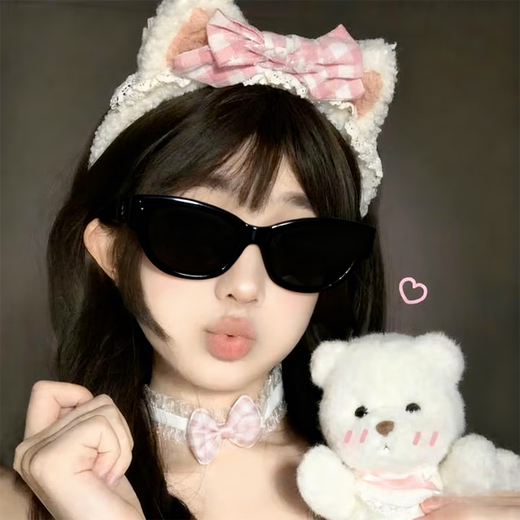 Bai Qixin Headband Sweet and Cute Little Panda Ears Headband Bow Lace Headband Cartoon Face Wash Hair Accessory Bow Bear Headband White