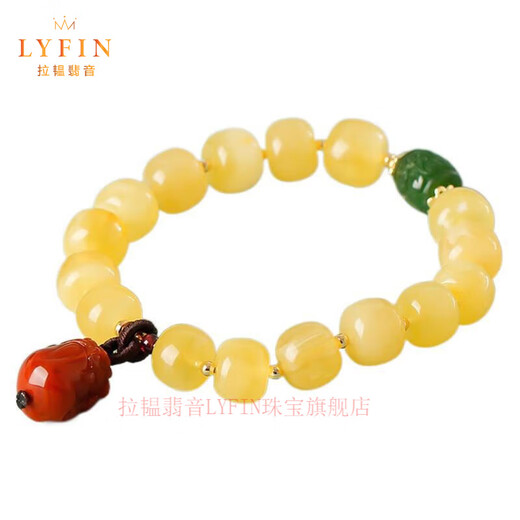 La Yun Feiyin Authentic Gold Twist Honey Wax Bracelet Women's Single Circle Original Light Luxury DIY Biyunnan Red Bracelet Valentine's Day Gift About 8*9mm (With Appraisal Certificate)
