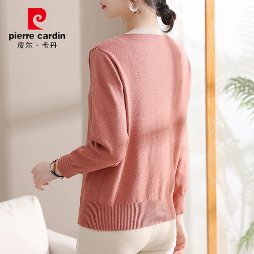 Pier Cardin, jeune mère, robe Tempérament Shirt Tript Spring and Automn Sweater Automne Base Buthirt Nouveau haut à manches longues lâches TT698 # Bourgogne M 95-105Jin [Jin est égal à 0,5 kg]