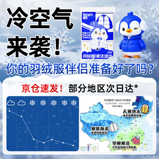 Deyou down jacket cleaning wipes 10 pumps * 8 packs no-rinse stain removal wet wipes dry cleaning agent portable small package