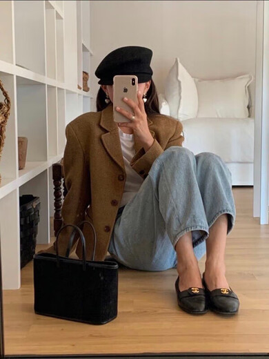 Xiaohongshu’s popular Japanese-style retro wool black literary beret women’s autumn and winter face-opening duck hat Internet celebrity method camel wool M (5658cm) one size