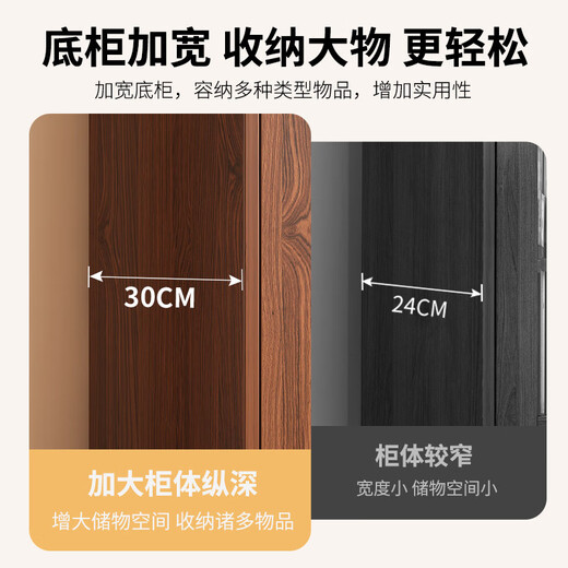 The middle shopkeeper wine cabinet living room wall-mounted integrated cabinet home meal preparation cabinet solid wood color tea cabinet entrance display cabinet partition cabinet 8 doors 2 drawers thickened and reinforced pastoral color 120x30x174c