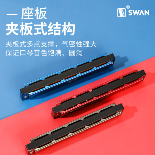 Swan Imported Gong Gong Harmonic C-tune Polyphonic Harmonic Advanced Accent Beginners Adult Organ Men and Women Musical Instruments 24 Holes C-tune Black Polyphonic [Original Standard]