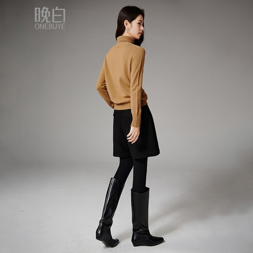 Late White New Product 2025 Winter Fashion Casual Sweater Temperament Turtleneck Solid Color Wool Sweater Women Camel S