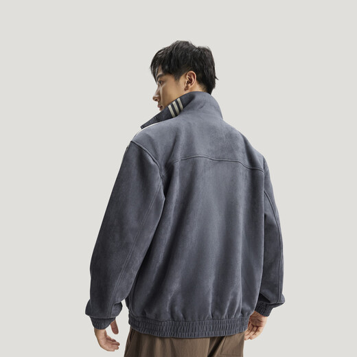 Adidas new Chinese style comfortable loose sports jacket coat for men and women autumn and winter new Adidas clover dark gray L