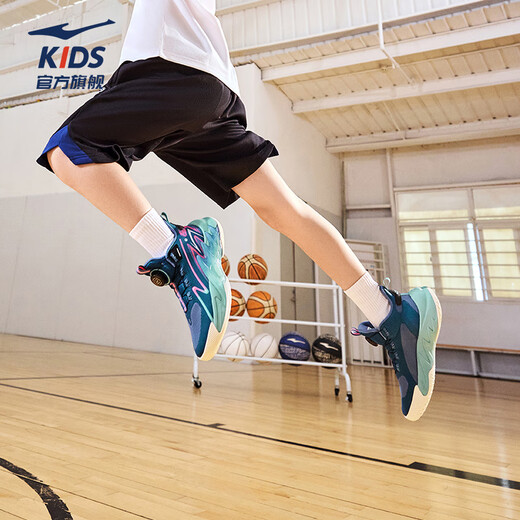 Hongxing Erke children's basketball shoes for boys 2026 new dense mesh knob buckle practical anti-slip cushioning sports shoes | Fearless 2 Asphalt Blue/Force Blue 33