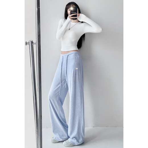 Spring and summer loose and soft fitness pants for women running sports Pilates training quick-drying pants low-waist outer wear yoga pants dark gray (regular style) S