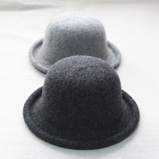 Age-reducing curled small ball top hat for women solid color wool basin hat fisherman hat dome versatile Korean version black adjustable