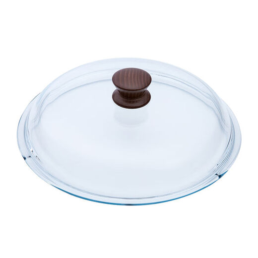 High borosilicate glass wok steamer tempered transparent glass pot lid household 242832cm black resin handle 24cm