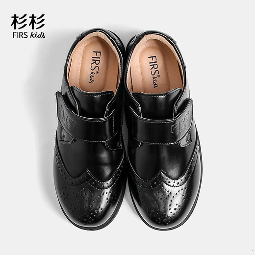 Shanshan Boys Leather Shoes Soft Sole Children's Black British Style Performance Suit Boys Performance Shoes Black 35