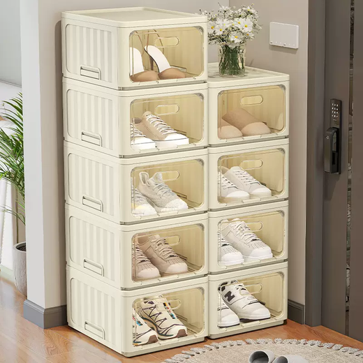 Yusenyi Transparent Shoe Box Storage Box Home Door Multi-layer Thickened Folding Shoe Rack Boot Storage Magic Shoe Cream Single Pack Opens in One Second