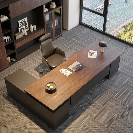 President and Chairman's Office Furniture Solid Wood Boss Desk Log Executive Desk with Drawer Cabinet Long Side Cabinet Desk New Zealand Pine 160*70 Shipped by SF Express