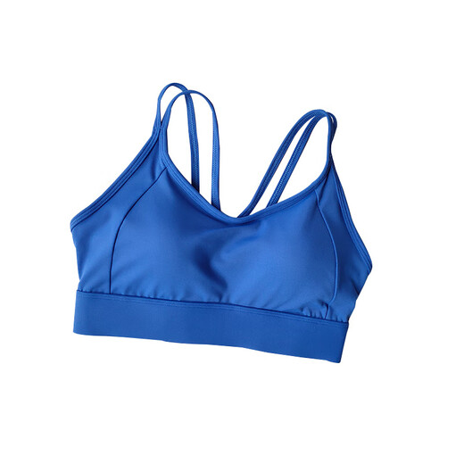 Beautiful Back Contrast Color Sports Bra Women's Summer Shockproof Running Yoga Vest Push-Up One-piece Pilates Bra Haze Blue S
