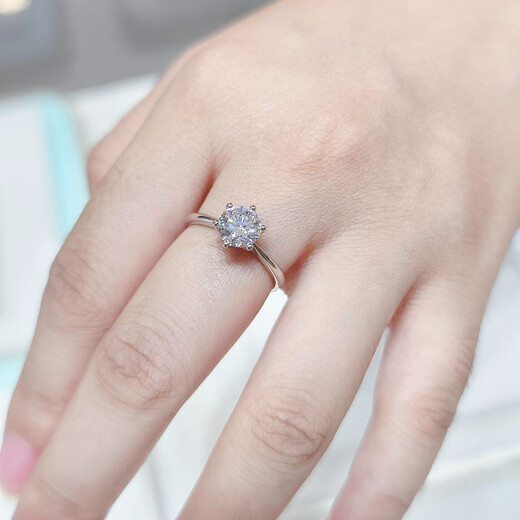 I DoPT950 platinum diamond ring for women, classic six-claw 1 carat cultivated diamond ring, proposal, wedding ring, gift for wife, classic six-claw (1 carat diamond) No. 10