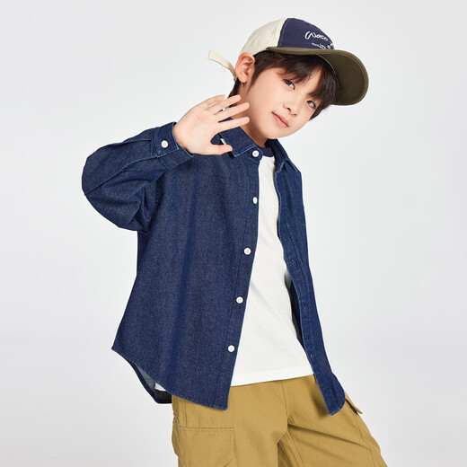 Duojia boys' denim shirts 2026 spring and autumn children's versatile casual long-sleeved tops for older children's seasonal thin coats
