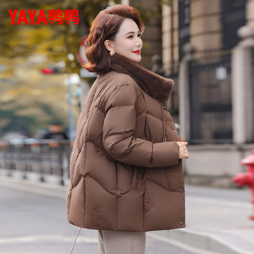 Yaya (YAYA) mother down jacket women's winter clothing 2025 new fur collar mid-length middle-aged and elderly style thickened coat