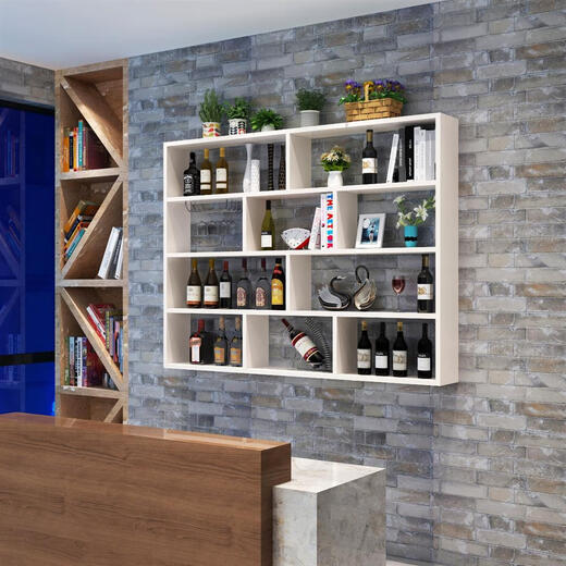 Zhong Zhanggui wall-mounted wine rack simple wine cabinet multi-layer restaurant wall wine rack hotel creative hanging wall cabinet storage rack bookshelf white maple color three layers long 100x100 deep 20cm