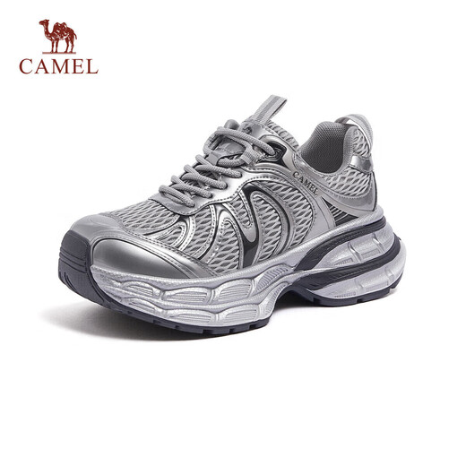Camel (CAMEL) Dilireba's same style Silver Moon 2nd Generation Dad Shoes Women's Casual Shoes L25A283148 Gray/Silver/Black 38