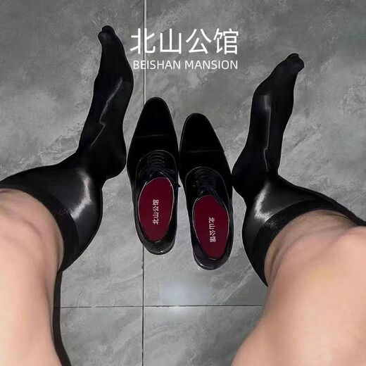 Beishan Mansion 2 pairs of multiple pairs of men's formal stockings mirror stockings mid-calf silky smooth oily black stockings 2 pairs blue one size fits all