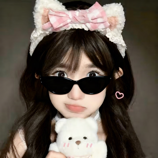 Bai Qixin Headband Sweet and Cute Little Panda Ears Headband Bow Lace Headband Cartoon Face Wash Hair Accessory Bow Bear Headband White