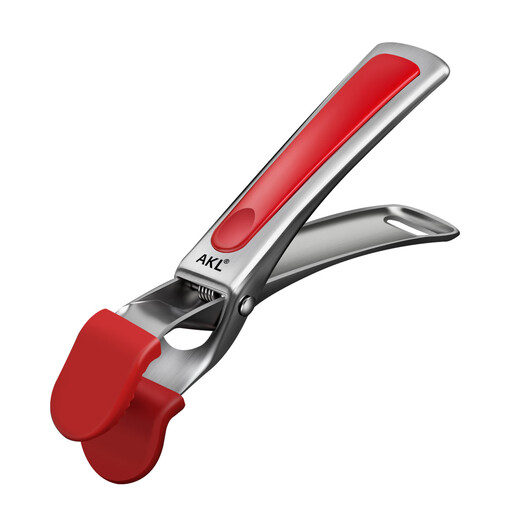 Wanggang 304 stainless steel anti-scalding clip thickened bowl clamp kitchen high temperature resistant silicone non-slip tray clip steamer clip 304 steel anti-scalding clip red