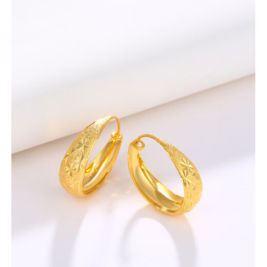 Puman Zhuji 24K gold earrings for women, baby's breath earrings, frosted ear buckles, retro, wedding gifts for mothers, new products, a pair of baby's breath earrings, gift box