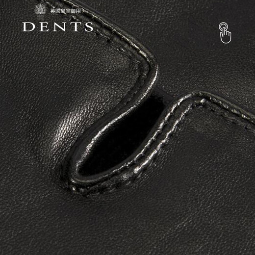 Dents Benny same style light luxury touch screen gloves men's autumn and winter shearling fleece lining birthday and New Year gift box 5-1568 black L