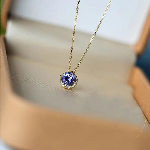Original <Half Moon> silver-plated necklace blue moon tanzanite silver gold-plated pendant light luxury girl clavicle chain XU0078
