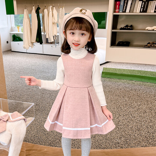 Xiaohongshu’s popular girls’ dresses, Western-style autumn suits, fashionable spring and autumn children’s vest skirts, autumn children’s 230 2353 red vest skirt + sweatshirt cm6 160