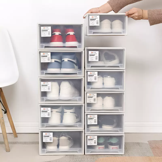 Yusenyi Thickened Shoe Box Drawer-Type Plastic Free Combination Men's and Women's Shoe Storage Box Transparent Dustproof Organizing Box No Assembly 6 Pack Cost-Effective Package Width x Depth (Length) x Height 24.5x30.6x13.1cm 24 pcs 24.5x30.6x13.1cm