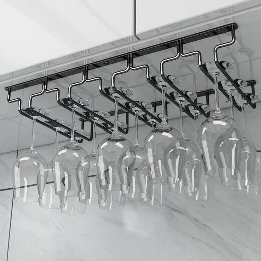 Jieyunmao simple red wine glass holder upside down household goblet holder hanging creative wine cabinet wine glass display rack hanging cup rack 7 slots long 77.5cm deep 18cm black