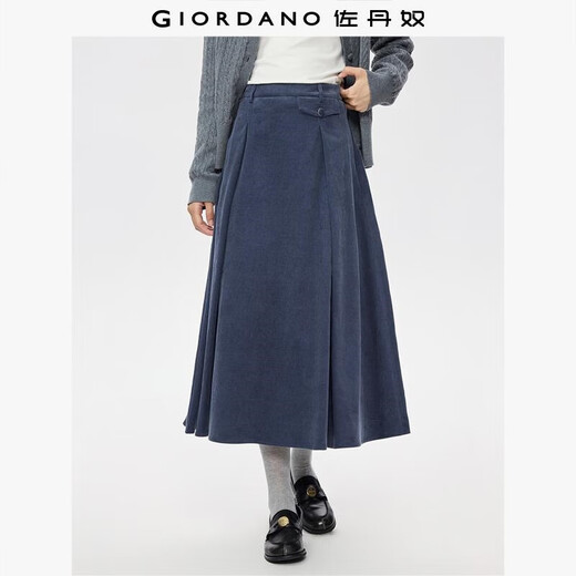 Giordano skirt women's autumn and winter pure cotton corduroy retro a-line skirt large hem half-length skirt 13465865