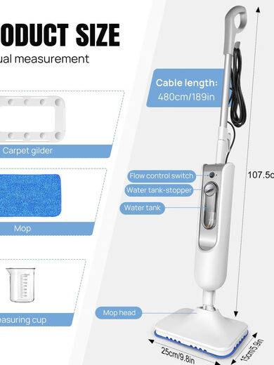Sanqihu High Temperature Steam Mop New Household Electric Portable Water Spray Cleaning Machine Suction Mop Integrated Floor Washing US Standard