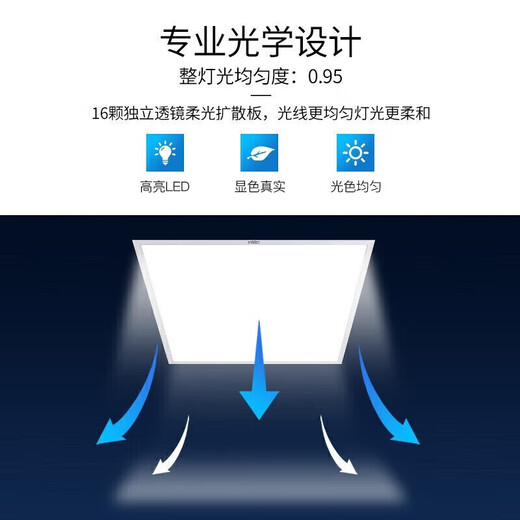 NVC Lighting (NVC) integrated ceiling light LED recessed panel light aluminum gusset plate light silver edge 16 watts white light 300*300mm