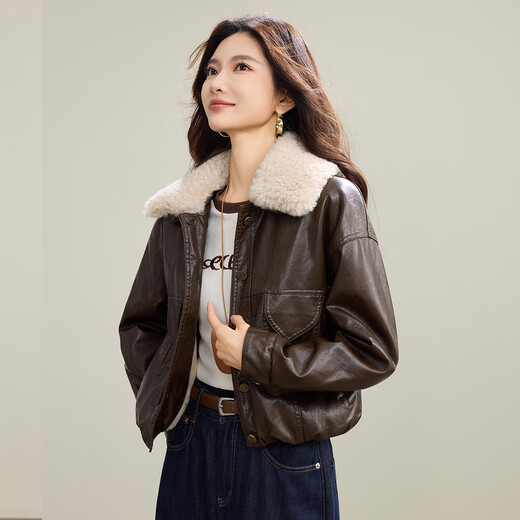 TERRE BLEUE Trendy Leather Jacket Women's Velvet Thickened 2025 Winter New Fashion Versatile Short Cotton Clothes Women's Top