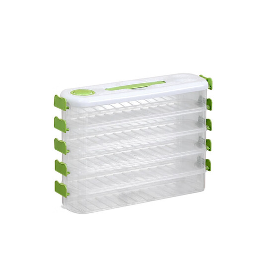 Panxudou sandwich dumpling freezer box refrigerator side door special crisper food-grade packing and organizing box space-saving dumpling box green 4 layers timed storage/intimate handle/free