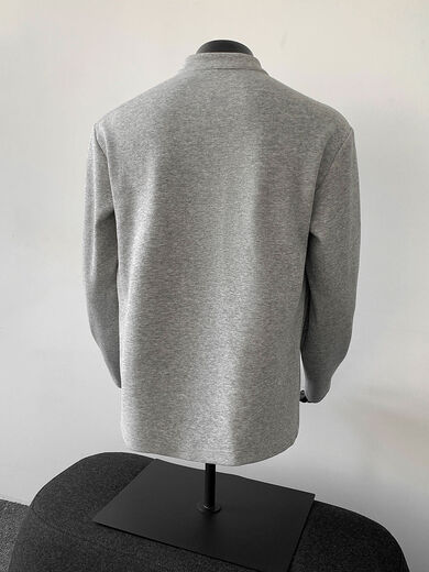 Henry collar men's half turtleneck long sleeve t-shirt autumn boxy fashion brand heavyweight clean gray transport gray L L