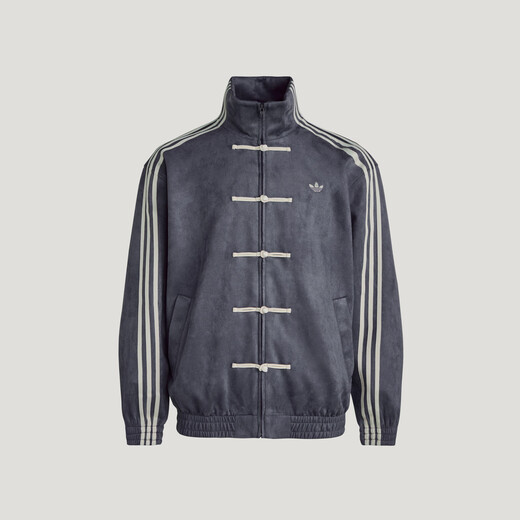 Adidas new Chinese style comfortable loose sports jacket coat for men and women autumn and winter new Adidas clover dark gray L