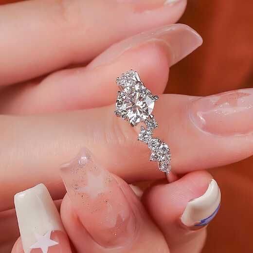 I Do platinum PT950 diamond ring Xingmeng 1 carat cultivated diamond proposal engagement ring wedding anniversary gift for wife Xingmeng micro-setting 50 points live mouth adjustable