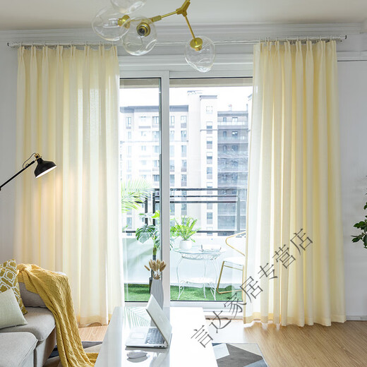 Curtain gauze curtain light-transmitting opaque gauze bay window white gauze balcony gauze partition living room semi-blackout window gauze white fabric thickened tangled gauze-white width 1.0*height 1.3 hook style one piece