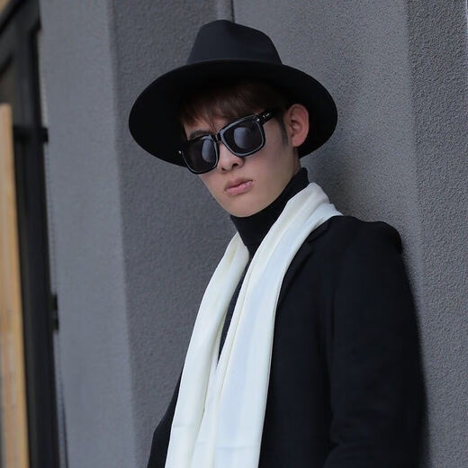 He Jiagong, Xu Wenqiang's same style hat, Shanghai Tang men's hat, Huang Xiaoming's same style big-brimmed jazz hat, stage performance gift, one size fits all, black 2 top clips 1