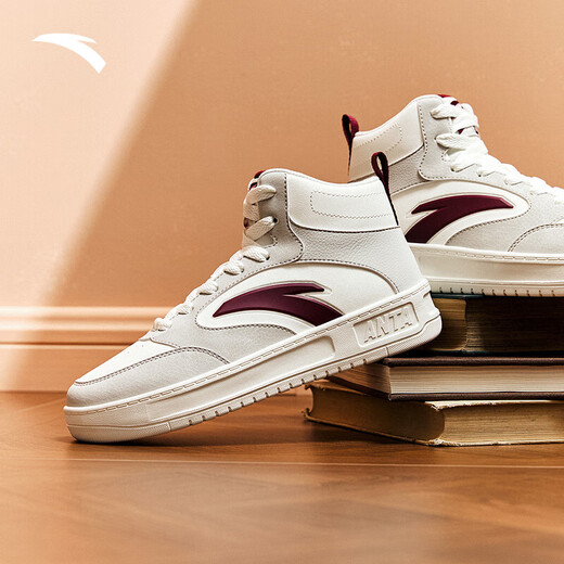 ANTA (ANTA) easy high-top women's sneakers 2026 new autumn and winter sports and leisure high-top sneakers high-top ankle protection anti-skid shoes for women once gray/ivory white-4 37.5 (female 6.5)