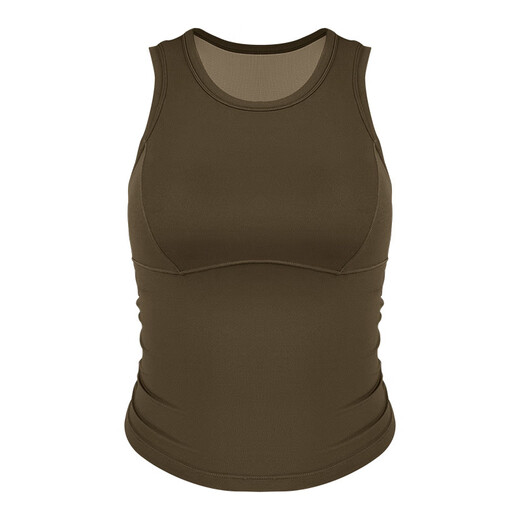 Women's Sports Bra Shockproof Push-up Yoga Vest Women's Summer New Pilates Top Breast-Reducing Fitness Bra Lime Cream (Integrated Coaster) S